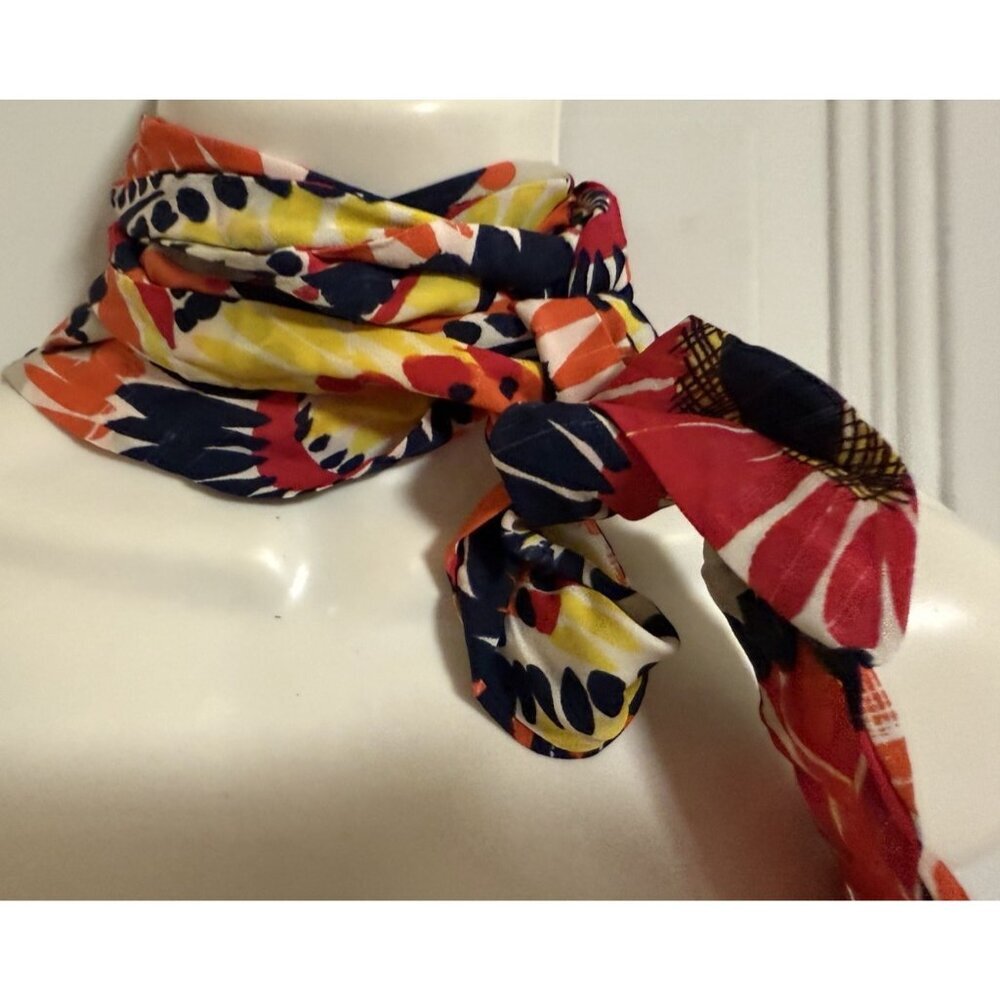 TRINA TURK Multicolor Scarf Belt Silk 80 Inches Classy Career Professional